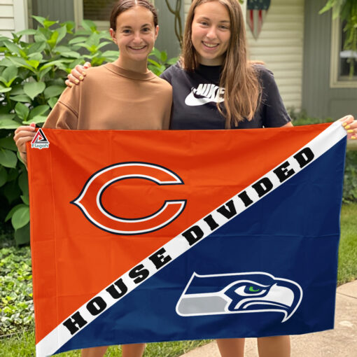Bears vs Seahawks House Divided Flag, NFL House Divided Flag