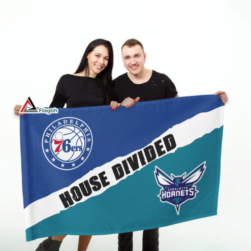 76ers vs Hornets House Divided Flag, NBA House Divided Flag