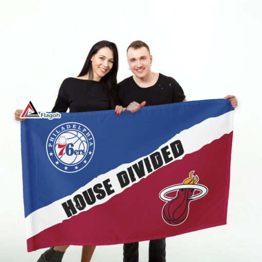 76ers vs Heat House Divided Flag, NBA House Divided Flag