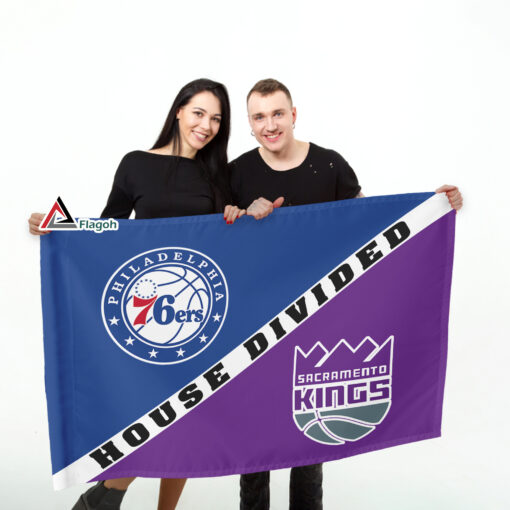 76ers vs Kings House Divided Flag, NBA House Divided Flag