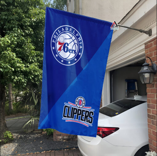 76ers vs Clippers House Divided Flag, NBA House Divided Flag