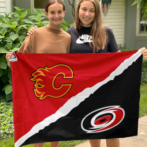 Flames vs Hurricanes House Divided Flag, NHL House Divided Flag