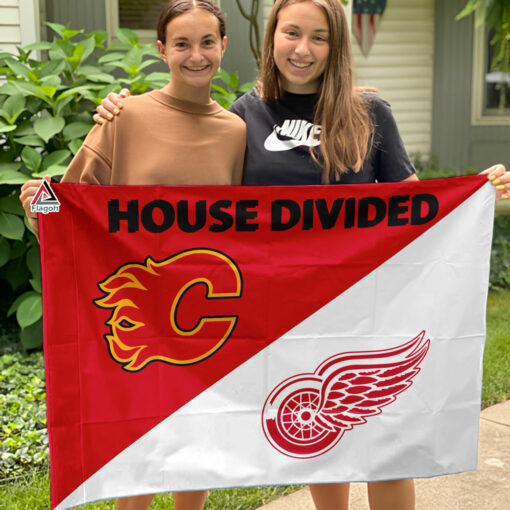 Flames vs Red Wings House Divided Flag, NHL House Divided Flag