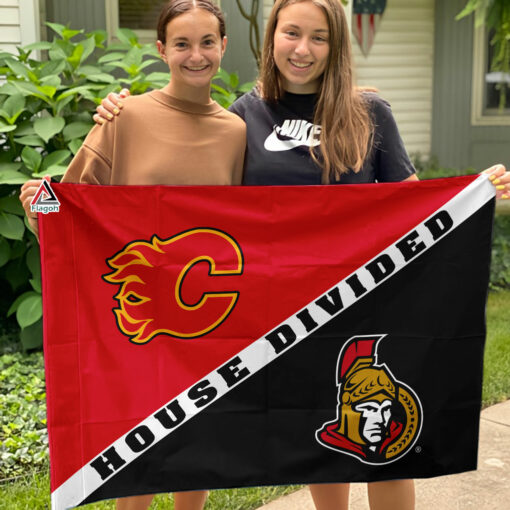Flames vs Senators House Divided Flag, NHL House Divided Flag
