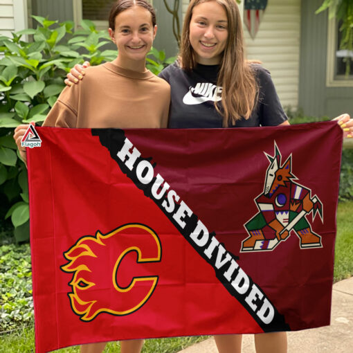 Flames vs Coyotes House Divided Flag, NHL House Divided Flag