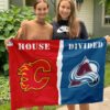 Flames vs Avalanche House Divided Flag, NHL House Divided Flag