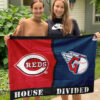 Reds vs Guardians House Divided Flag, MLB House Divided Flag