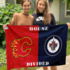 Flames vs Jets House Divided Flag, NHL House Divided Flag