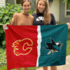 Flames vs Sharks House Divided Flag, NHL House Divided Flag