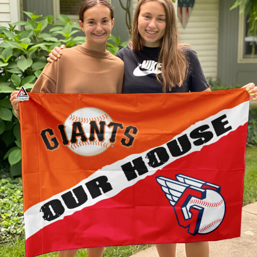 Giants vs Guardians House Divided Flag, MLB House Divided Flag