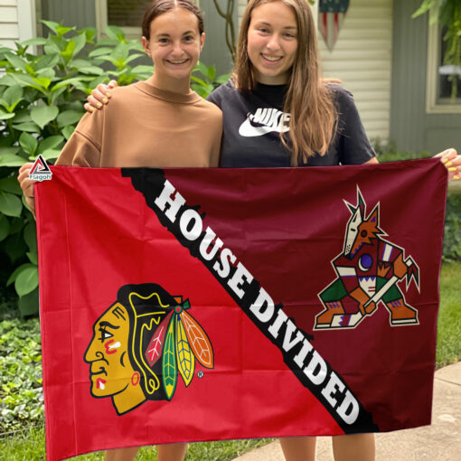 Blackhawks vs Coyotes House Divided Flag, NHL House Divided Flag