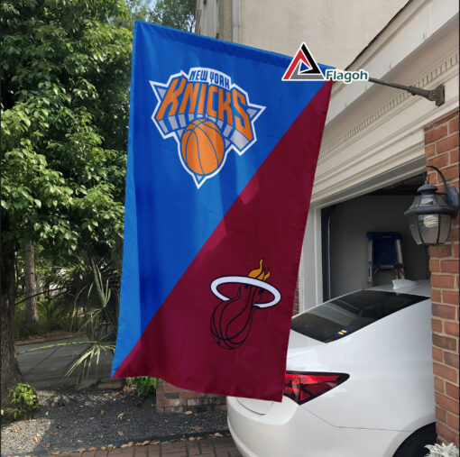 Knicks vs Heat House Divided Flag, NBA House Divided Flag