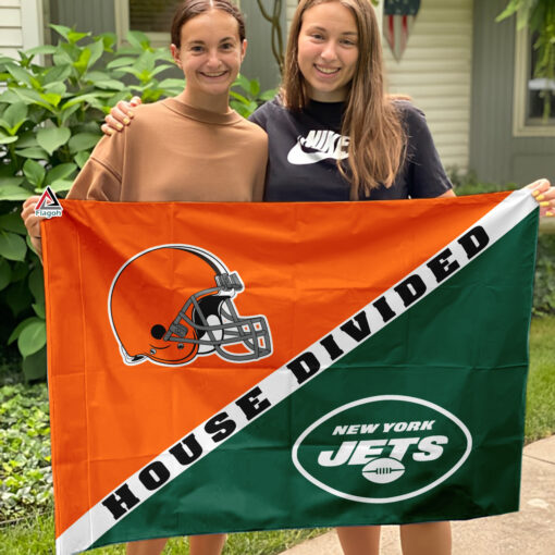 Browns vs Jets House Divided Flag, NFL House Divided Flag