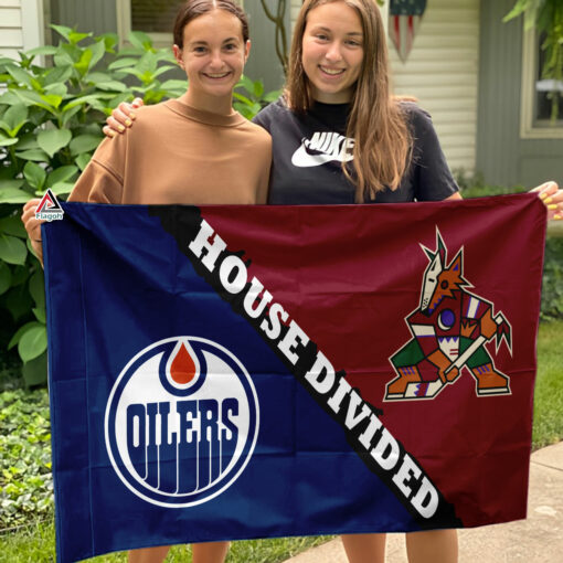 Oilers vs Coyotes House Divided Flag, NHL House Divided Flag