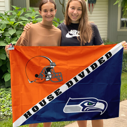 Browns vs Seahawks House Divided Flag, NFL House Divided Flag
