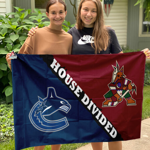 Canucks vs Coyotes House Divided Flag, NHL House Divided Flag
