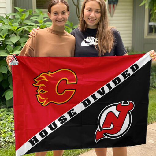 Flames vs Devils House Divided Flag, NHL House Divided Flag