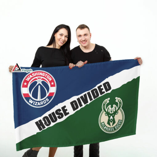 Wizards vs Bucks House Divided Flag, NBA House Divided Flag