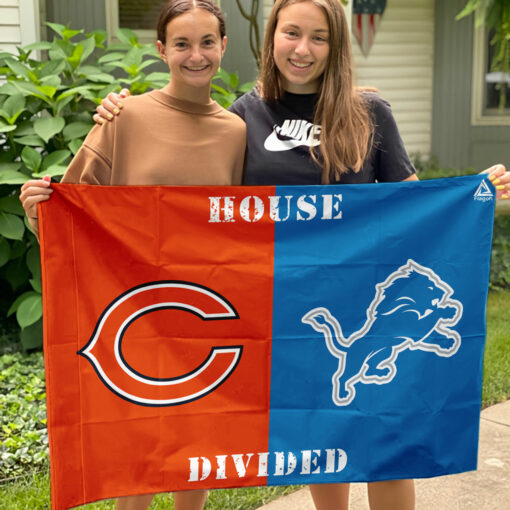 Bears vs Lions House Divided Flag, NFL House Divided Flag