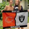 Bears vs Raiders House Divided Flag, NFL House Divided Flag, NFL House Divided Flag