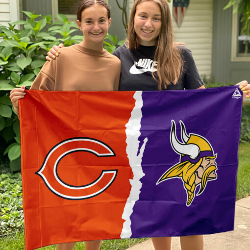 Bears vs Vikings House Divided Flag, NFL House Divided Flag