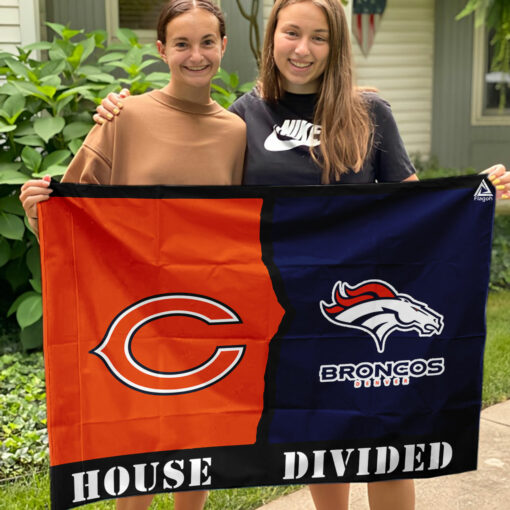 Bears vs Broncos House Divided Flag, NFL House Divided Flag