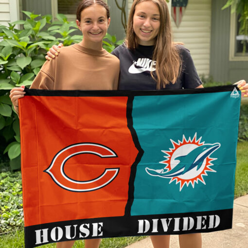 Bears vs Dolphins House Divided Flag, NFL House Divided Flag