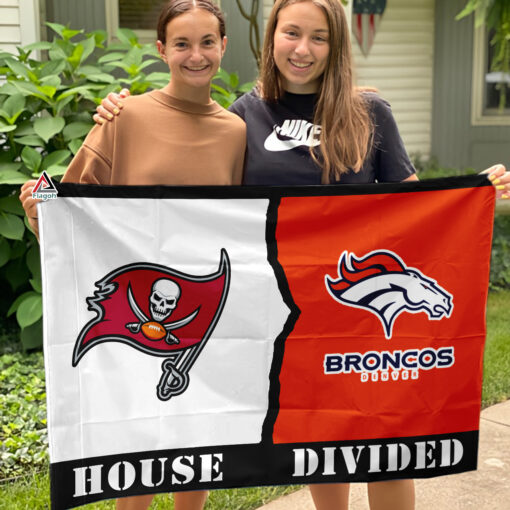 Buccaneers vs Broncos House Divided Flag, NFL House Divided Flag