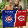 Cubs vs Reds House Divided Flag, MLB House Divided Flag, MLB House Divided Flag