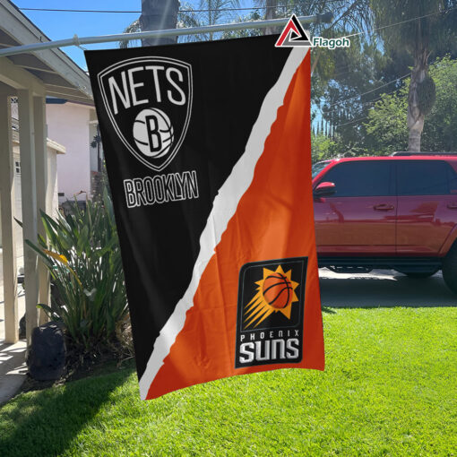 Nets vs Suns House Divided Flag, NBA House Divided Flag