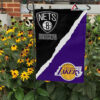Nets vs Lakers House Divided Flag, NBA House Divided Flag, NBA House Divided Flag