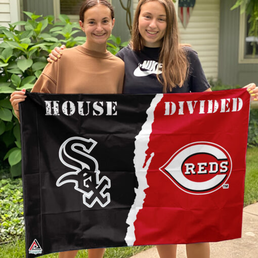 White Sox vs Reds House Divided Flag, MLB House Divided Flag