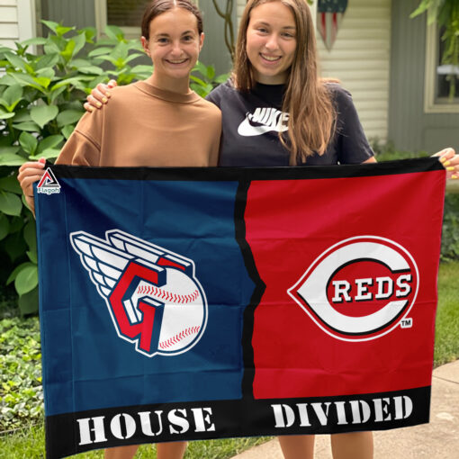 Guardians vs Reds House Divided Flag, MLB House Divided Flag