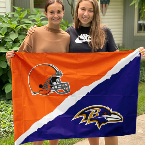 Browns vs Ravens House Divided Flag, NFL House Divided Flag