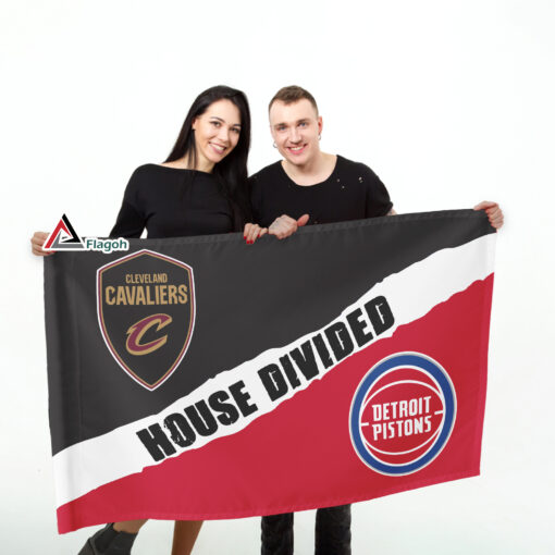 Cavaliers vs Pistons House Divided Flag, NBA House Divided Flag
