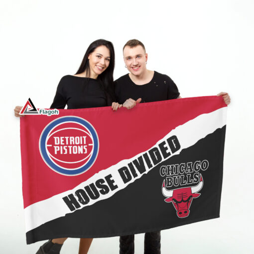 Pistons vs Bulls House Divided Flag, NBA House Divided Flag