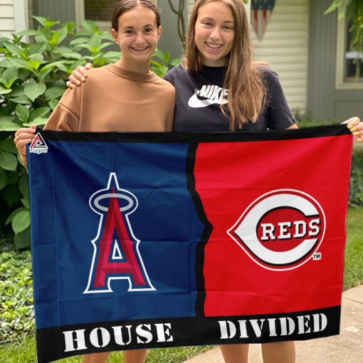 Angels vs Reds House Divided Flag, MLB House Divided Flag