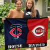 Twins vs Reds House Divided Flag, MLB House Divided Flag, MLB House Divided Flag
