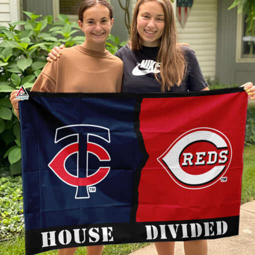 Twins vs Reds House Divided Flag, MLB House Divided Flag