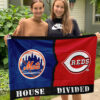 Mets vs Reds House Divided Flag, MLB House Divided Flag, MLB House Divided Flag