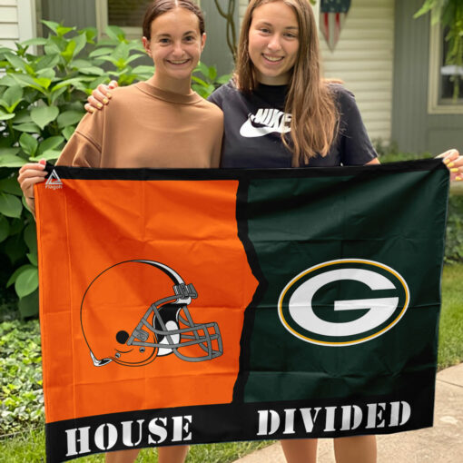 Browns vs Packers House Divided Flag, NFL House Divided Flag