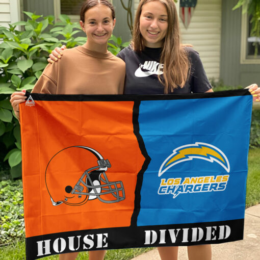 Browns vs Chargers House Divided Flag, NFL House Divided Flag