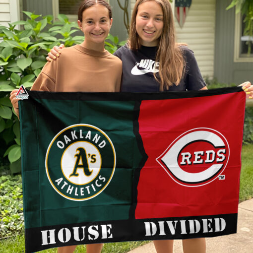Athletics vs Reds House Divided Flag, MLB House Divided Flag