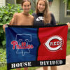 Phillies vs Reds House Divided Flag, MLB House Divided Flag, MLB House Divided Flag