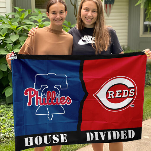 Phillies vs Reds House Divided Flag, MLB House Divided Flag
