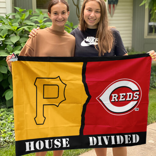 Pirates vs Reds House Divided Flag, MLB House Divided Flag