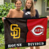 Padres vs Reds House Divided Flag, MLB House Divided Flag, MLB House Divided Flag