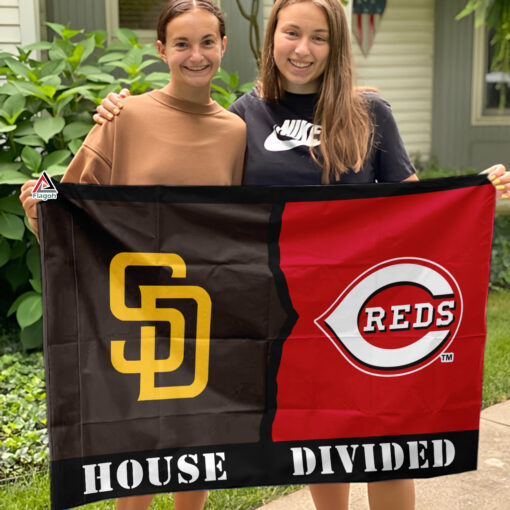 Padres vs Reds House Divided Flag, MLB House Divided Flag