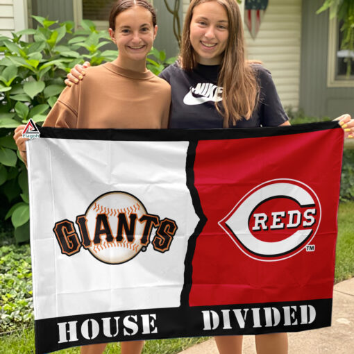 Giants vs Reds House Divided Flag, MLB House Divided Flag