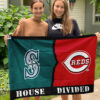 Mariners vs Reds House Divided Flag, MLB House Divided Flag, MLB House Divided Flag